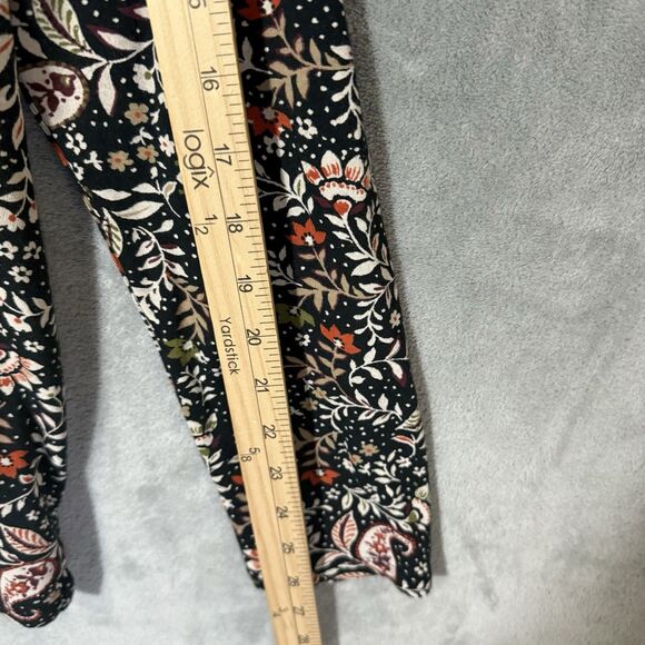 J Jill Top L Tunic Pima Crew Neck High Low Tee Brown Sleeves Fall Floral Paisley - Picture 7 of 9